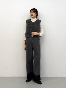 「SENSE OF PLACE by URBAN RESEARCH(センスオブプレイスバイアーバンリサーチ)の『洗濯可』2WAYコンパクトループベスト(ベスト、グレー系)」を使った、miruさん(レディース・163cm)の秋コーディネート