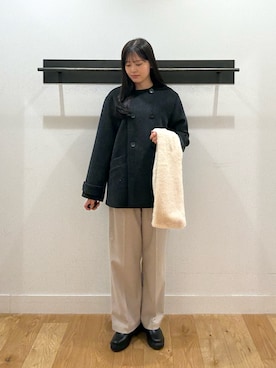 「アイテム（ピーコート）」を使った、miruさん（レディース・163cm）の冬コーディネート