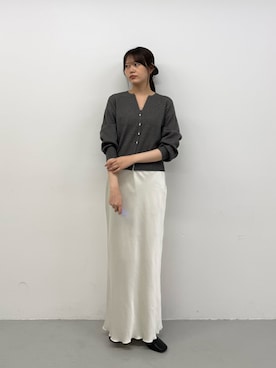 「SENSE OF PLACE by URBAN RESEARCH(センスオブプレイスバイアーバンリサーチ)の『洗濯可』抗ピルキーネックカーディガン(カーディガン/ボレロ、グレー系)」を使った、miruさん(レディース・163cm)の秋コーディネート