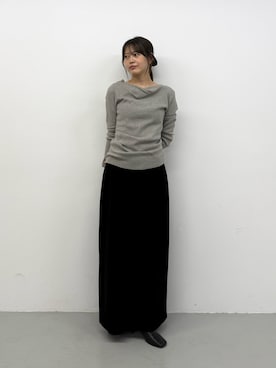 「SENSE OF PLACE by URBAN RESEARCH(センスオブプレイスバイアーバンリサーチ)の『洗濯可』抗ピル ストレッチリブドレープセーター(ニット/セーター、グレー系)」を使った、miruさん(レディース・163cm)の秋コーディネート