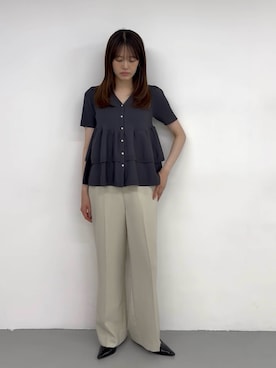 「SENSE OF PLACE by URBAN RESEARCH（センスオブプレイスバイアーバンリサーチ）の『一部WEB限定』『UR TECH DRYLUXE』リネンライクワイドパンツ（その他パンツ、ベージュ系）」を使った、miruさん（レディース・163cm）の夏コーディネート