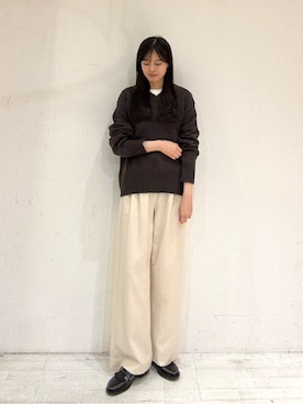 「HARUTA（ハルタ）の『別注』HARUTA×DOORS　キルトローファー（ローファー）」を使った、miruさん（レディース・163cm）の秋コーディネート