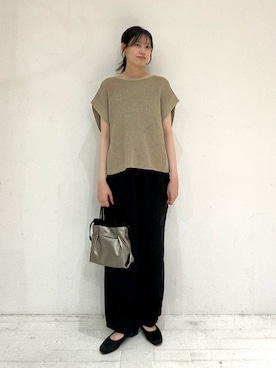 「URBAN RESEARCH DOORS（アーバンリサーチドアーズ）のリネンライクニットプルオーバー（ニット/セーター）」を使った、miruさん（レディース・163cm）の秋コーディネート