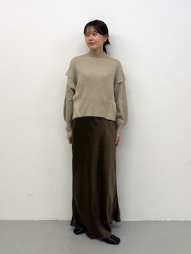 「SENSE OF PLACE by URBAN RESEARCH(センスオブプレイスバイアーバンリサーチ)のストレッチショルダータックセーター(ニット/セーター、ベージュ系)」を使った、miruさん(レディース・163cm)の秋コーディネート