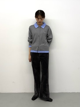「SENSE OF PLACE by URBAN RESEARCH(センスオブプレイスバイアーバンリサーチ)の『洗濯可』プレートツキシャツドッキングニットカーディガン(カーディガン/ボレロ、グレー系)」を使った、miruさん(レディース・163cm)の秋コーディネート