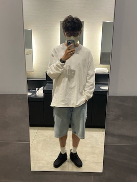 「クラークス」｜「アイテム（アナログ腕時計）」を使った、おかわり王子さん（メンズ・180cm）の夏コーディネート