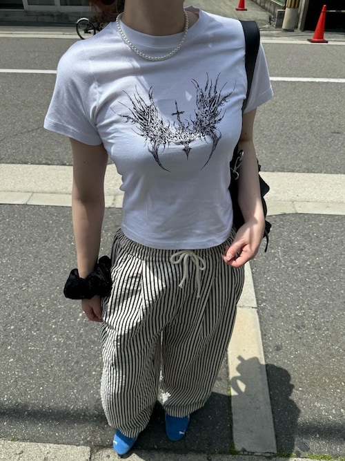 希少　オゾンコミュニティ　エンジェル　シャツ　天使　vintage Y2K Women Y2K Rhinestone Cross T-Shirt Short Sleeve Round Neck