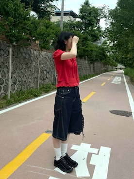 「アイテム（ニット/セーター）」を使った、UNE MANSIONさん（レディース・170cm）の夏コーディネート
