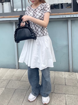 「韓国コーデ」｜「アイテム（スカート）」を使った、UNE MANSIONさん（レディース・152cm）の春コーディネート