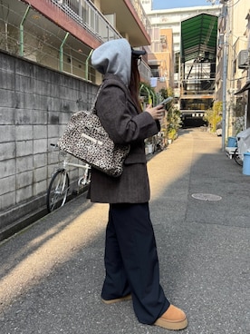 「UNE MANSION（ユヌマンション）のアイテム（ボストンバッグ）」を使った、UNE MANSIONさん（レディース・161cm）の冬コーディネート