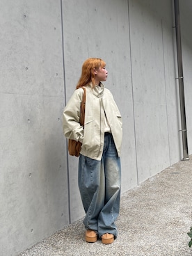 「アイテム（テーラードジャケット、ホワイト系）」を使った、UNE MANSIONさん（レディース・153cm）の秋コーディネート