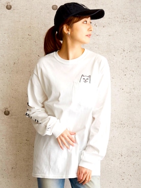 「RIPNDIP（リップンディップ）のアイテム（帽子）」を使った、beday girlさん（レディース・160cm）の夏コーディネート