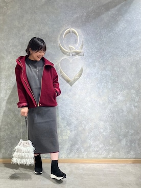 「アイテム（その他アウター、レッド系）」を使った、Miyaさん（レディース・162cm）の秋コーディネート