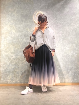 「アイテム（バックパック/リュック）」を使った、Miyaさん（レディース・162cm）の秋コーディネート
