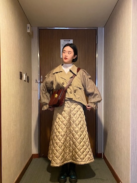「LA BELLE ETUDE（ラベルエチュード）のアイテム（トレンチコート）」を使った、🐰 蔡 🌼さん（レディース・155cm）の冬コーディネート