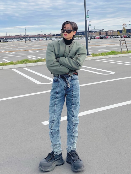 BALENCIAGAのMA-1を使った人気ファッションコーディネート（身長