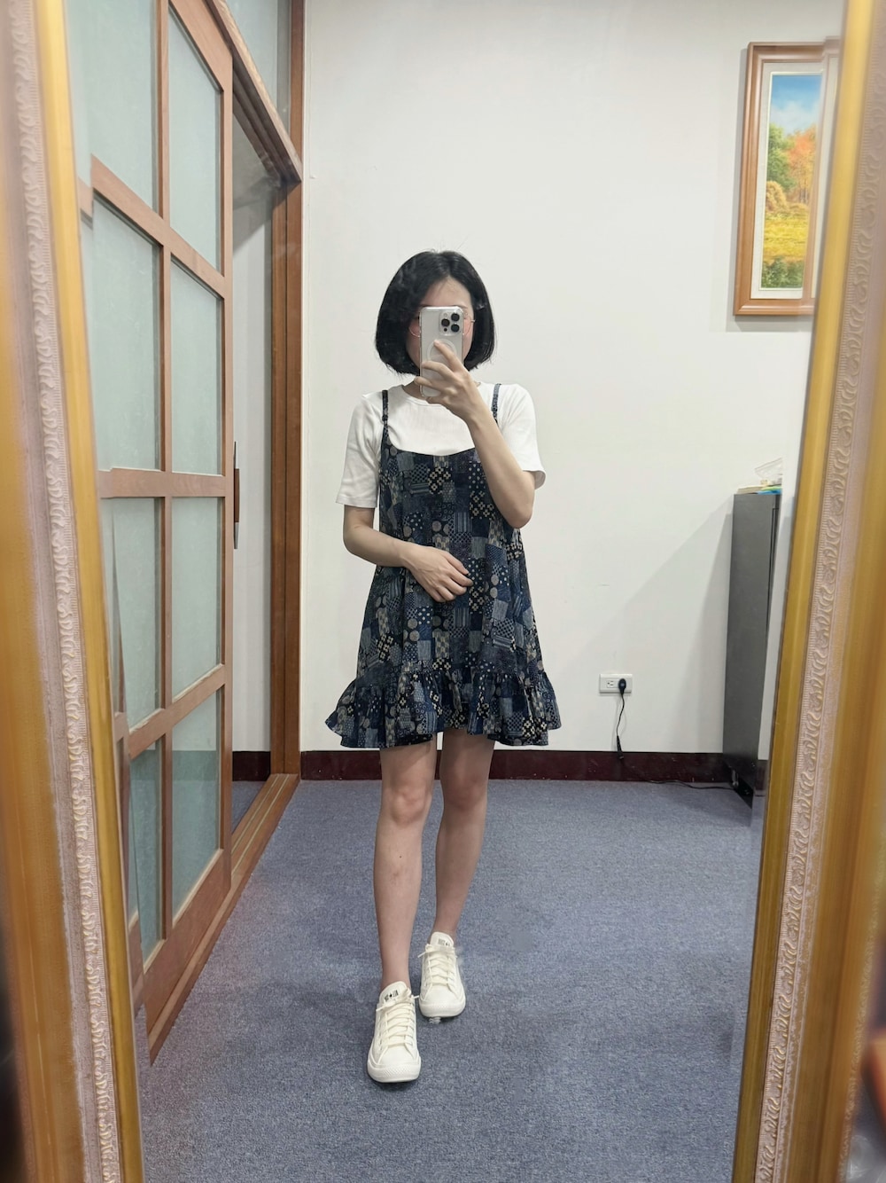 「ootd、ootdtw、converse、blue」｜「CONVERSEのAll Star Light WR SL OX White（シューズ、ホワイト系）」を使った、𝐃𝐞𝐛𝐛𝐲🎀さん（レディース・155cm）の春コーディネートの1枚目の写真
