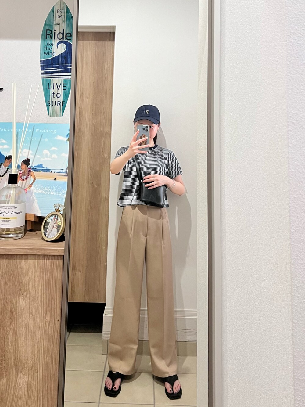 「オトナカジュアル、リラックススタイル、ゆるコーデ、夏だ！Tシャツ着よう！、きれいめカジュアル、今日のコーデ、UNIQLO、オトナ女子、プチプラ、キャップ、outfit、ootd、おしゃれさんと繋がりたい」｜「UNIQLOのアイテム（Tシャツ/カットソー、ブルー系）」を使った、Aika さん（レディース・164cm）の夏コーディネートの1枚目の写真