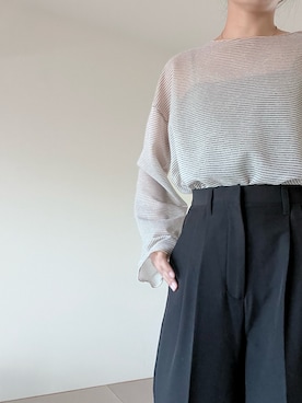 「アイテム（チューブトップ）」を使った、Piiiiさん（レディース・158cm）の秋コーディネート