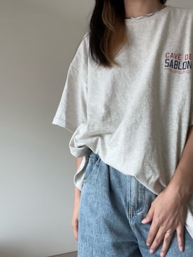 「アイテム（Tシャツ/カットソー、オレンジ系）」を使った、Piiiiさん（レディース・158cm）の秋コーディネート