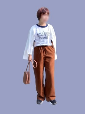 「アイテム（その他、ピンク系）」を使った、emiさん（レディース・155cm）の秋コーディネート