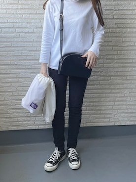 「スキニー」｜「アイテム（ナイロンジャケット）」を使った、nanaさん（レディース・156cm）の春コーディネート