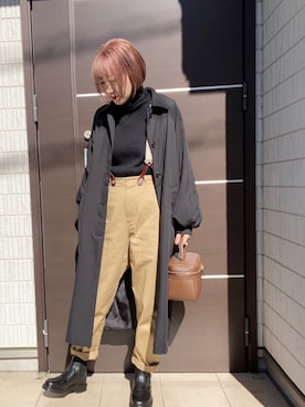 「WEGO（ウィゴー）のアイテム（ステンカラーコート）」を使った、E♡RIさん（レディース・160cm）の秋コーディネート