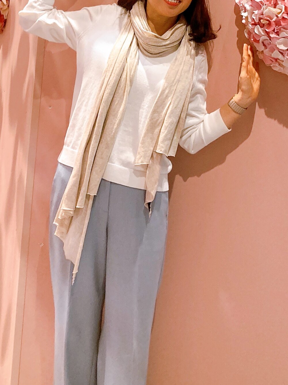 「シンプル」｜「PLSTのアイテム（パンツ、ブルー系）」を使った、cocoa1010さん（レディース・162cm）の冬コーディネートの1枚目の写真