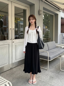「DHOLIC（ディーホリック）のアイテム（トップス、ホワイト系）」を使った、ディーホリックさん（レディース・160cm）の夏コーディネート