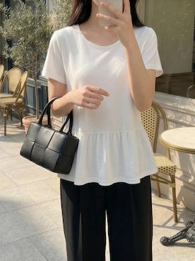 「DHOLIC（ディーホリック）のアイテム（Tシャツ/カットソー、ホワイト系）」を使った、ディーホリックさん（レディース・160cm）の夏コーディネート