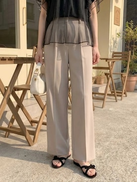 「DHOLIC（ディーホリック）のアイテム（パンツ、ベージュ系）」を使った、ディーホリックさん（レディース・160cm）の夏コーディネート