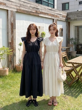 「DHOLIC（ディーホリック）のアイテム（ワンピース/ドレス、ホワイト系）」を使った、ディーホリックさん（レディース・160cm）の春コーディネート