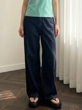 「DHOLIC（ディーホリック）のアイテム（デニムパンツ、ブルー系）」を使った、ディーホリックさん（レディース・160cm）の春コーディネート