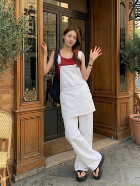 「DHOLIC（ディーホリック）のアイテム（ワンピース、ホワイト系）」を使った、ディーホリックさん（レディース・160cm）の春コーディネート