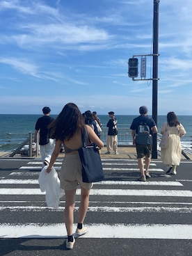 「アイテム（マウンテンパーカー、ホワイト系）」を使った、kkyさん（レディース・160cm）の夏コーディネート