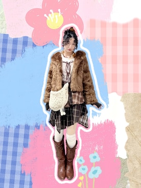 「TINA：JOJUN（ティーナジョジュン）のルーズ ウエスタンブーツ TINA：JOJUN（ブーツ、ブラウン系）」を使った、yukoさん（レディース・166cm）の春コーディネート