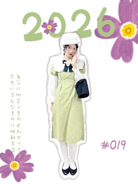 「yuko handmadeのアイテム（ニットキャップ/ビーニー、ホワイト系）」を使った、yukoさん（レディース・166cm）の夏コーディネート