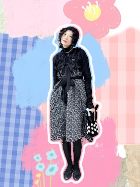 「SHUSHUTONGのアイテム（ワンピース、ブラック系）」を使った、yukoさん（レディース・166cm）の春コーディネート