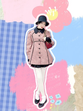 「peacebirdのアイテム（テーラードジャケット、レッド系）」を使った、yukoさん（レディース・166cm）の春コーディネート