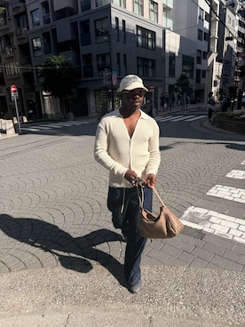 「GANTのアイテム（キャップ、ホワイト系）」を使った、Brian Ingramさん（メンズ・173cm）の夏コーディネート