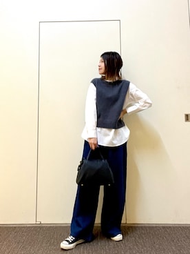 「アイテム（ボストンバッグ）」を使った、hanaさん（レディース・163cm）の秋コーディネート