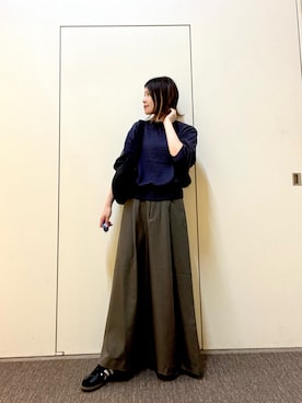 「ボーダーニット」｜「アイテム（スニーカー）」を使った、hanaさん（レディース・163cm）の秋コーディネート