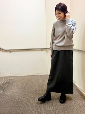 「URBAN RESEARCH DOORS（アーバンリサーチドアーズ）のピンタックフリルスタンドカラーブラウス（シャツ/ブラウス）」を使った、hanaさん（レディース・163cm）の冬コーディネート