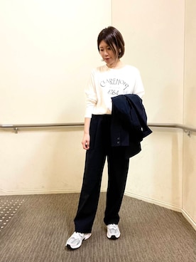 「アイテム（セットアップ、ブルー系）」を使った、hanaさん（レディース・163cm）の秋コーディネート