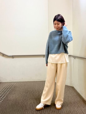 「URBAN RESEARCH DOORS（アーバンリサーチドアーズ）のピンタックフリルスタンドカラーブラウス（シャツ/ブラウス）」を使った、hanaさん（レディース・163cm）の冬コーディネート