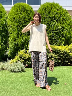 「フラワープリント」｜「アイテム（ショルダーバッグ）」を使った、hanaさん（レディース・163cm）の夏コーディネート