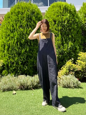 「デニム」｜「アイテム（サロペット/オーバーオール）」を使った、hanaさん（レディース・163cm）の夏コーディネート