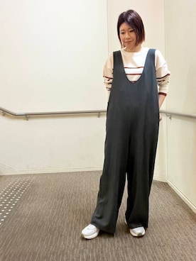 「FORK&SPOON」｜「アイテム（サロペット/オーバーオール）」を使った、hanaさん（レディース・163cm）の冬コーディネート