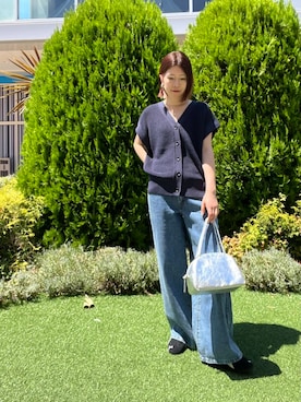 「アイテム（ボストンバッグ、シルバー系）」を使った、hanaさん（レディース・163cm）の夏コーディネート