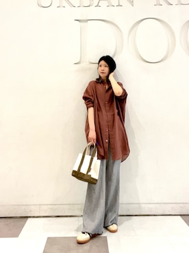 「URBAN RESEARCH DOORS（アーバンリサーチドアーズ）の『WEB/一部店舗限定カラー』ラミーコットンビックシャツ（シャツ/ブラウス、ピンク系）」を使った、hanaさん（レディース・163cm）の春コーディネート